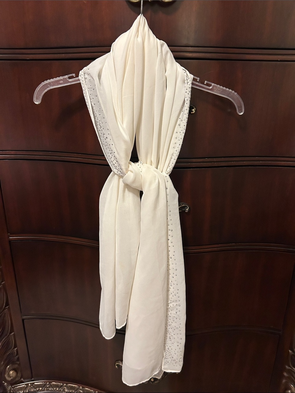 Studio Cream Scarf with Rhinestone Trim